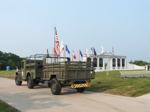 Lori's M37 Dressed In It's Parade Flags.
